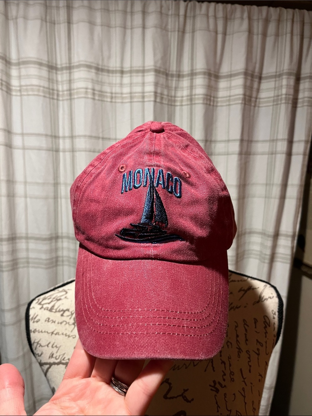 ASOS Red Monaco Embroidered Sailboat Baseball Cap